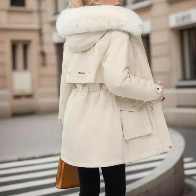 Donswitte Winterjas voor Vrouw Warm en Waterdicht