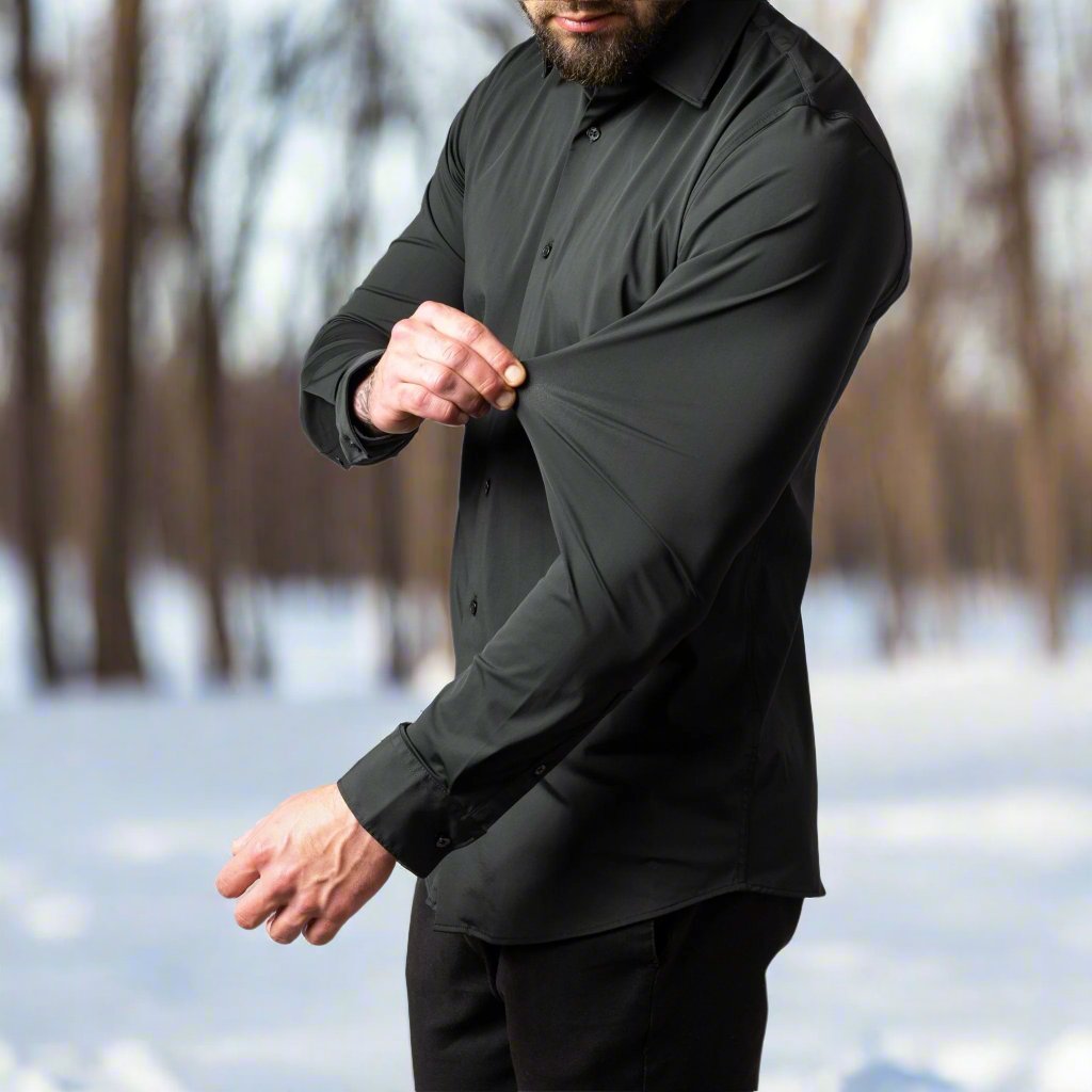 Mannen Overhemd Slim Fit Stretch Stof Hoge Kwaliteit