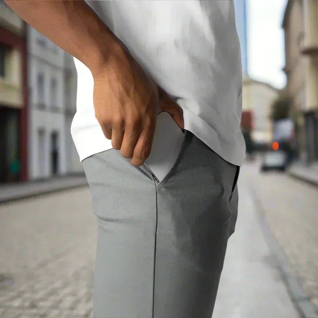 Mannen Broek Slim Fit Stretch Stijlvol Zwart