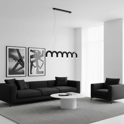 Moderne Kroonluchter met Cirkelvormige M-Bogen – 4, 7 of 9 Lichtpunten in Wit, Zwart of Blauw