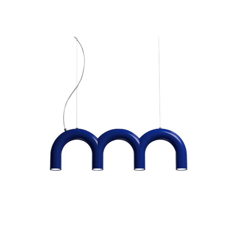 Moderne Kroonluchter met Cirkelvormige M-Bogen – 4, 7 of 9 Lichtpunten in Wit, Zwart of Blauw