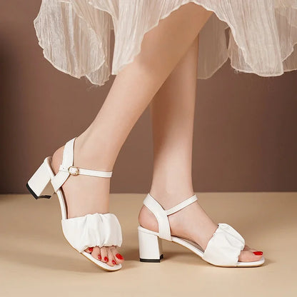Hoge Hak Sandalen voor Vrouwen Wit Leren Zomer