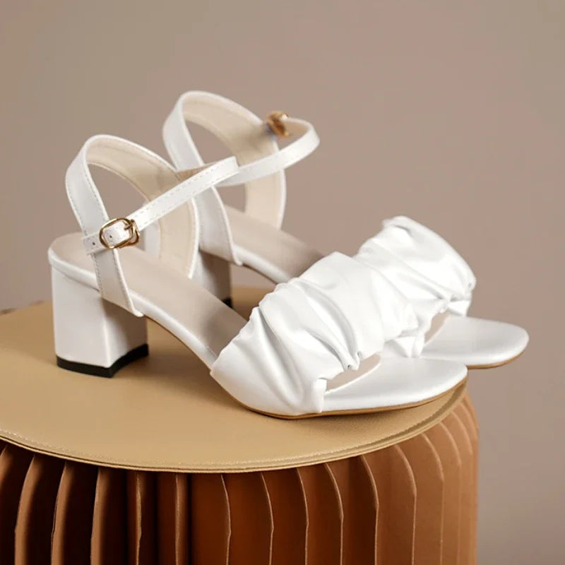 Hoge Hak Sandalen voor Vrouwen Wit Leren Zomer