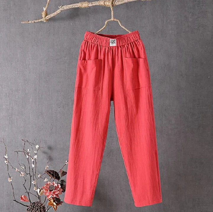 Vrouwelijke Zomerdraag Katoenen Broek Casual Stijl