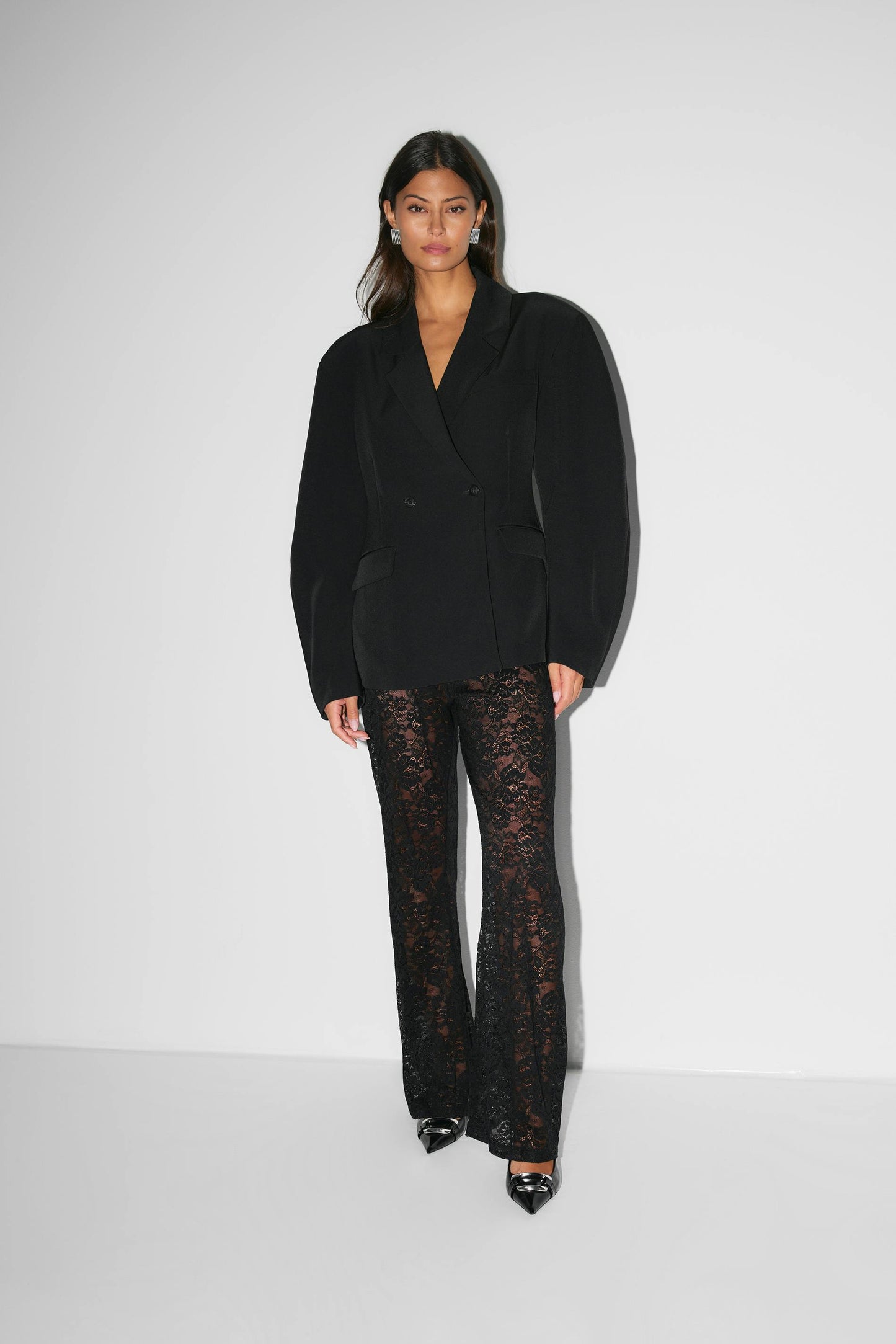 Hoge Taille Broek Met Kant Flared Stijl - StudioMarella