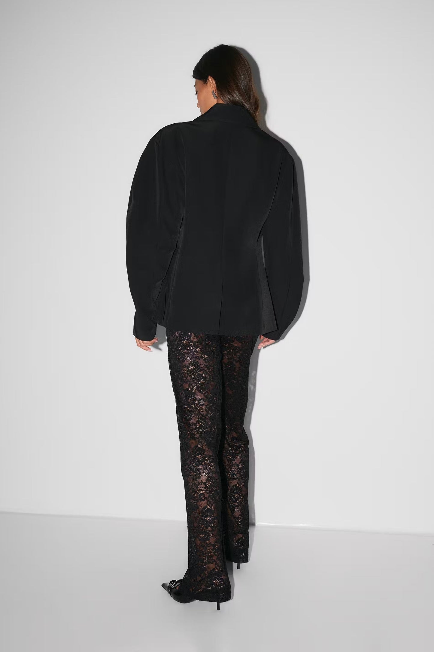 Hoge Taille Broek Met Kant Flared Stijl