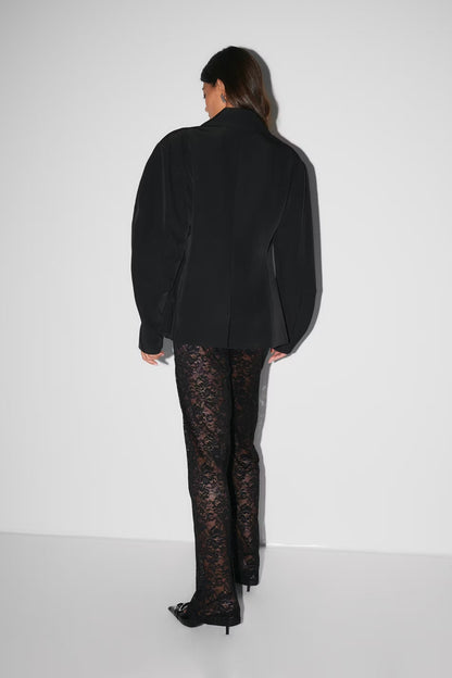 Hoge Taille Broek Met Kant Flared Stijl