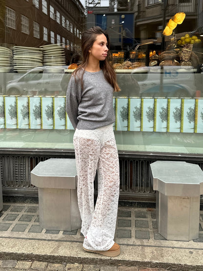 Hoge Taille Broek Met Kant Flared Stijl