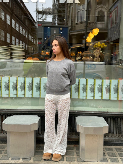 Hoge Taille Broek Met Kant Flared Stijl