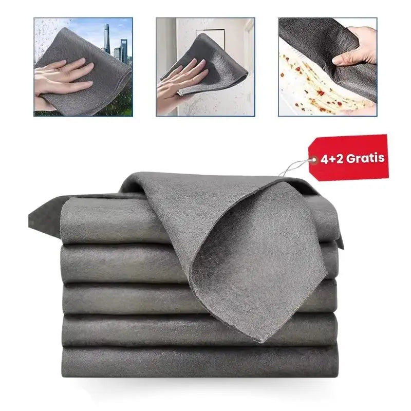 Microvezeldoek Streeploos 30x30cm Grijs 6 Stuks – Herbruikbaar voor Glas Spiegel Auto Zonder Pluizen