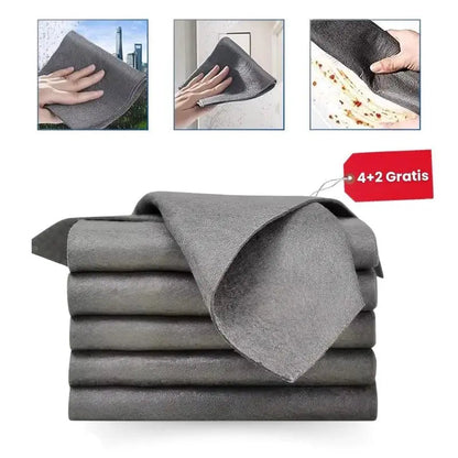 Microvezeldoek Streeploos 30x30cm Grijs 6 Stuks – Herbruikbaar voor Glas Spiegel Auto Zonder Pluizen