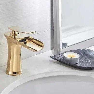 Badkraan Goud Eengreeps Wastafelkraan met Keramische Cartridge Waterbesparend