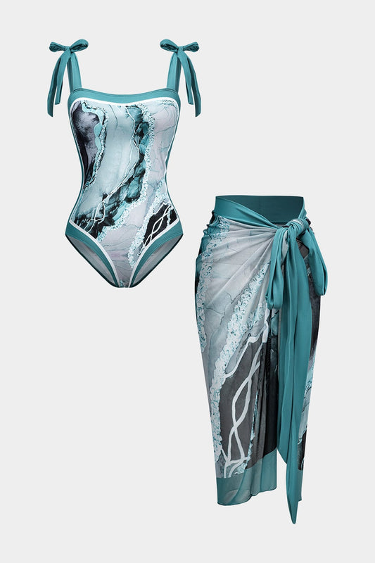 Badpak Set Tweedelig met Pareo Abstract Print - StudioMarella