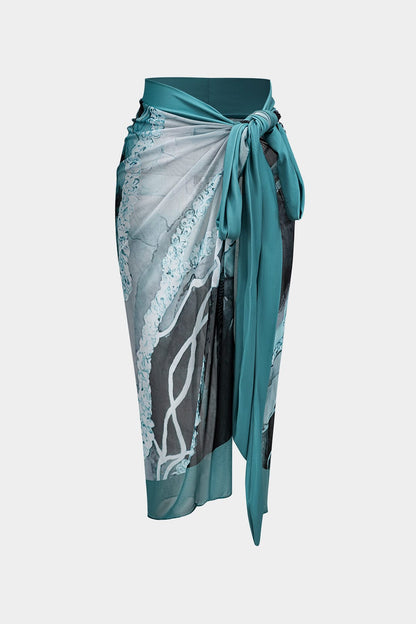Badpak Set Tweedelig met Pareo Abstract Print