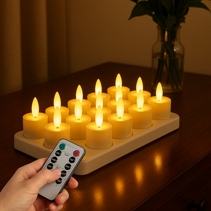 Oplaadbare LED Kaarsen met Afstandsbediening & Timer – Flikkerend Licht