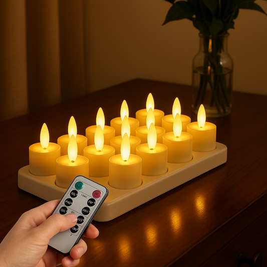 Oplaadbare LED Kaarsen met Afstandsbediening & Timer – Flikkerend Licht