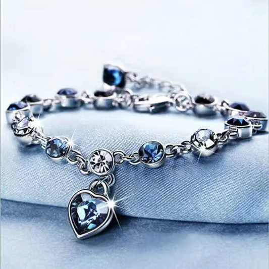 Oceaan Hart Kristallen Armband Zilver met Zirkonia Steentjes voor Vrouwen Elegant Sieraad