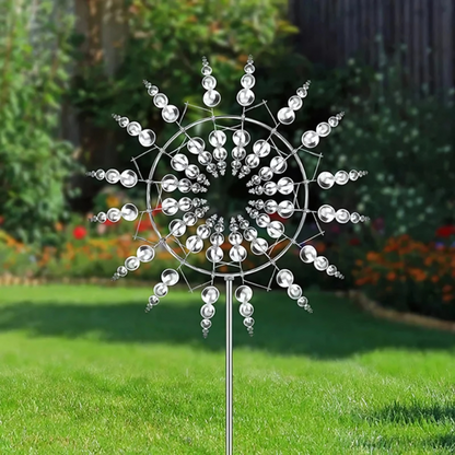 Kinetische Tuinwindmolen van RVS – Decoratieve Windsculptuur voor Tuin & Balkon