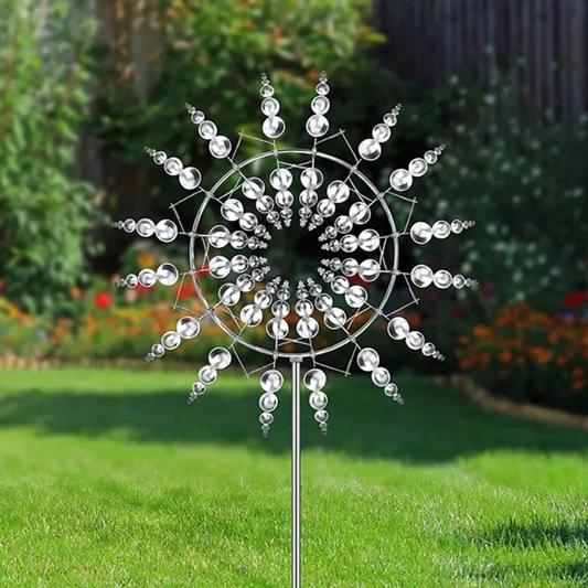 Kinetische Tuinwindmolen van RVS – Decoratieve Windsculptuur voor Tuin & Balkon