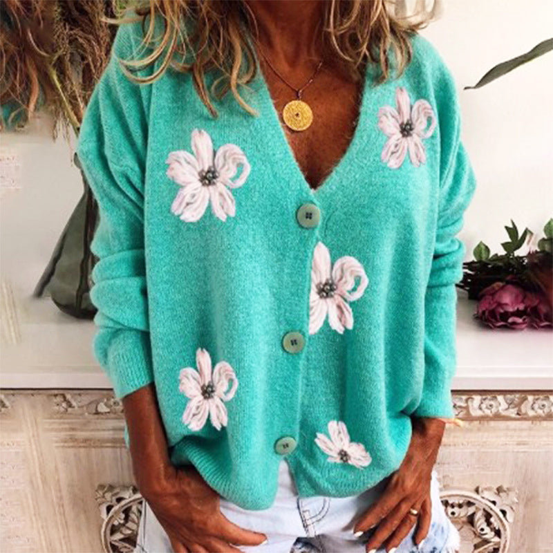 Gebreide Vest Bloemen Zacht Comfortabel Losse Fit