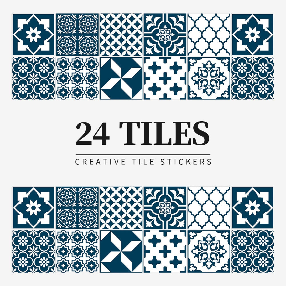 Zelfklevende Portugese tegelstickers met kleurrijk mandala patroon voor keuken en badkamer wanddecoratie set van 24 stuks