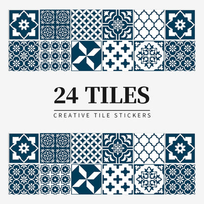Zelfklevende Portugese tegelstickers met kleurrijk mandala patroon voor keuken en badkamer wanddecoratie set van 24 stuks