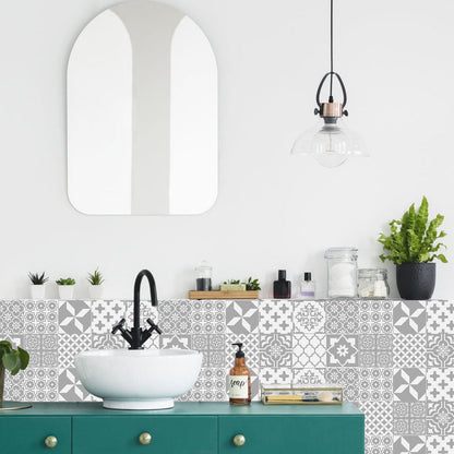 Zelfklevende Portugese tegelstickers met kleurrijk mandala patroon voor keuken en badkamer wanddecoratie set van 24 stuks