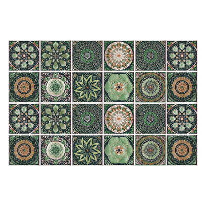Zelfklevende Portugese tegelstickers met kleurrijk mandala patroon voor keuken en badkamer wanddecoratie set van 24 stuks