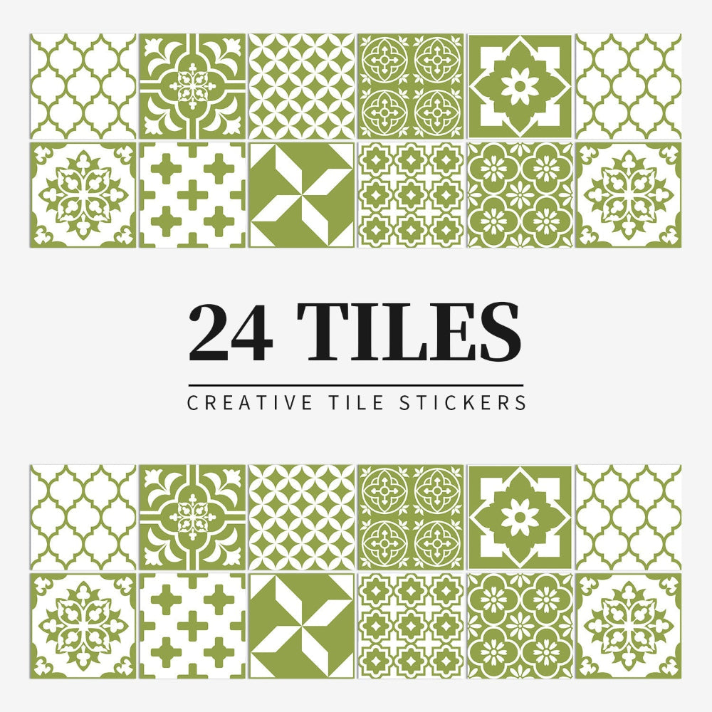 Zelfklevende Portugese tegelstickers met kleurrijk mandala patroon voor keuken en badkamer wanddecoratie set van 24 stuks