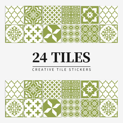 Zelfklevende Portugese tegelstickers met kleurrijk mandala patroon voor keuken en badkamer wanddecoratie set van 24 stuks