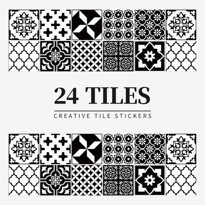 Zelfklevende Portugese tegelstickers met kleurrijk mandala patroon voor keuken en badkamer wanddecoratie set van 24 stuks
