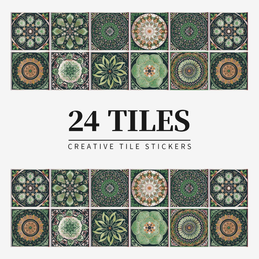 Zelfklevende Portugese tegelstickers met kleurrijk mandala patroon voor keuken en badkamer wanddecoratie set van 24 stuks