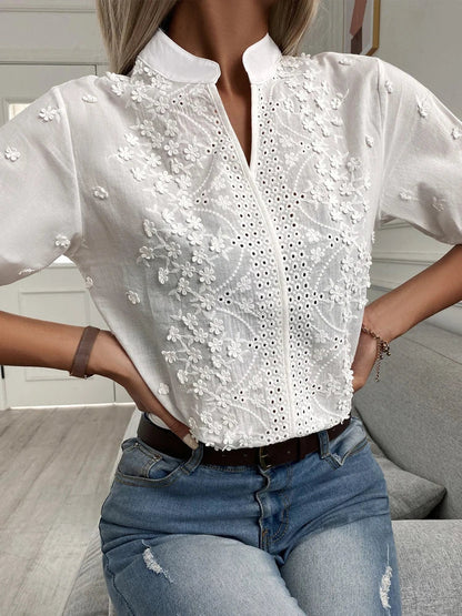 Vrouwelijke Blouse met V-hals Elegante Stijl