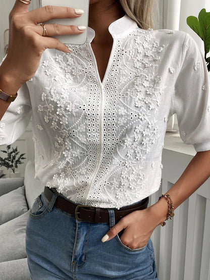 Vrouwelijke V-hals Blouse Stijlvol Elegante