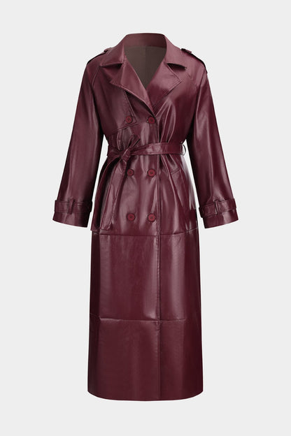 Dames Trenchcoat van Kunstleder Elegant en Stijlvol - StudioMarella