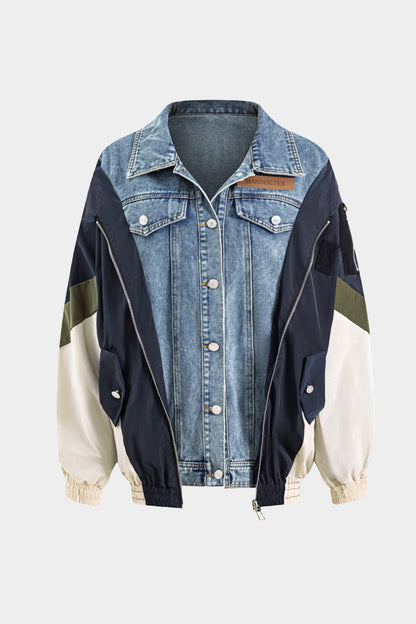 Herenjas Patchwork Denim Nylon Uniek Design - StudioMarella