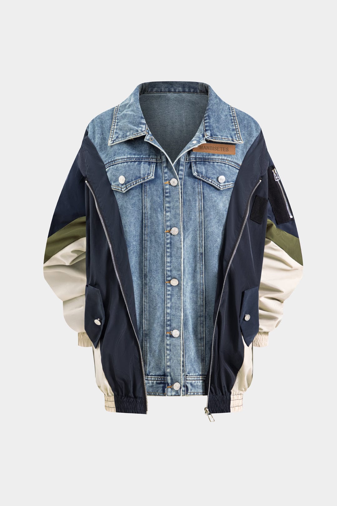 Herenjas Patchwork Denim Nylon Uniek Design
