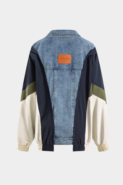 Herenjas Patchwork Denim Nylon Uniek Design