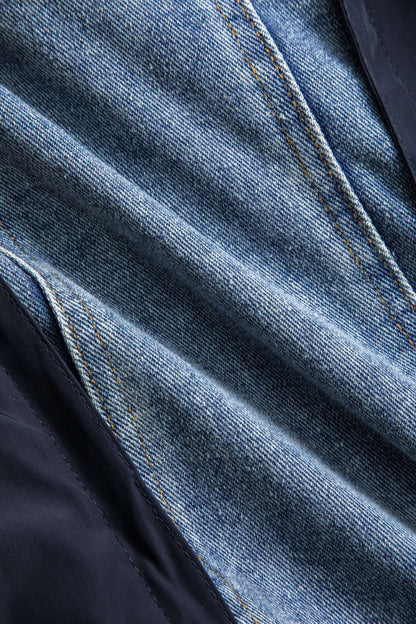 Herenjas Patchwork Denim Nylon Uniek Design