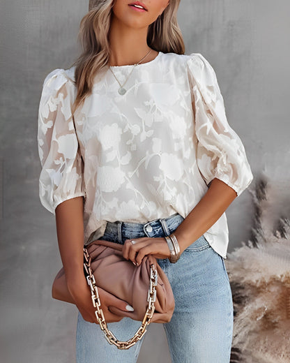 Elegante Blouse van Chiffon met Pofmouwen - StudioMarella