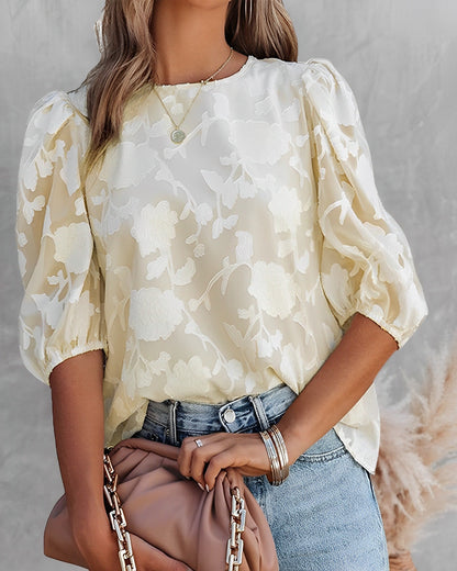 Elegante Blouse van Chiffon met Pofmouwen