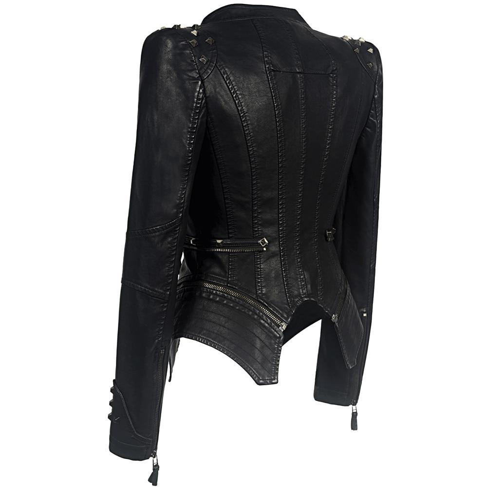 Leren Biker Jacket Slim Fit voor Dames