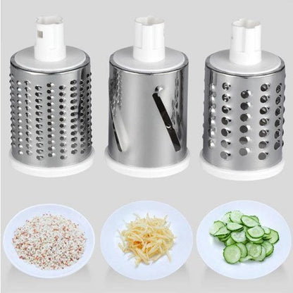 Roterende Keukenrasp met 3 Messen – Handmatige Multifunctionele Groentesnijder en Kaasrasp voor Salade, Gebak en Pasta