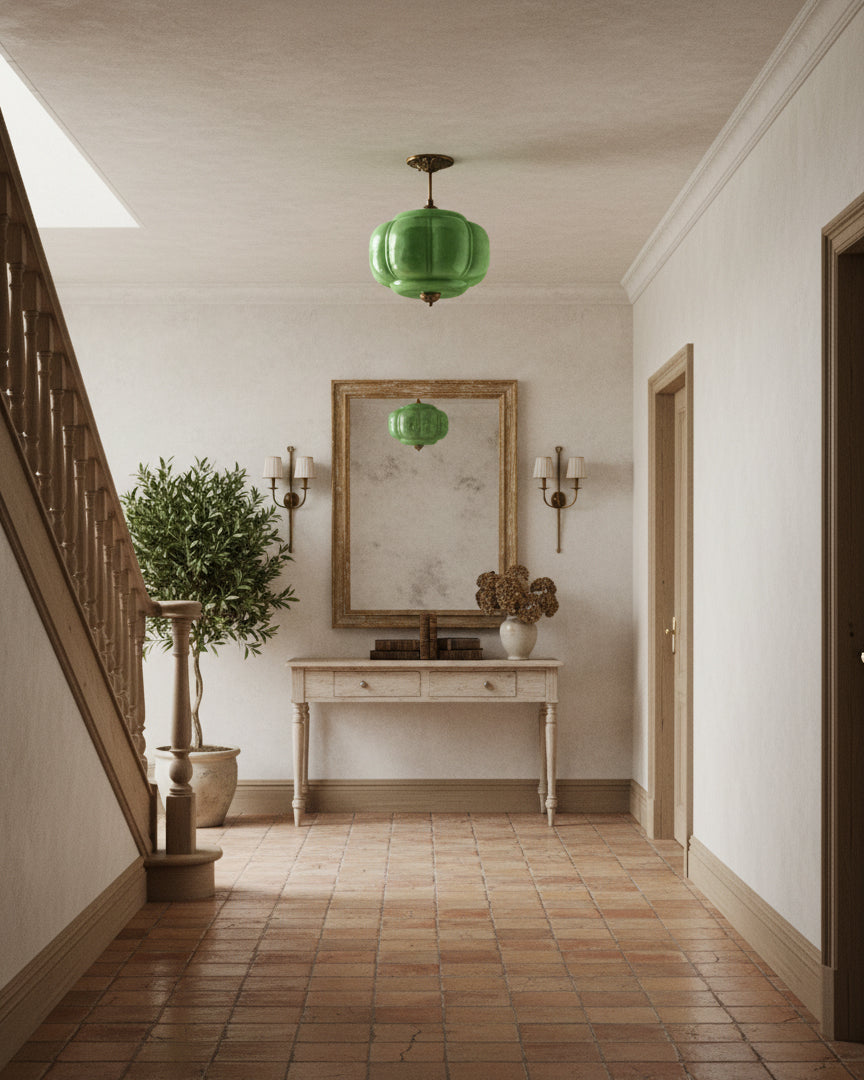 Vintage design plafondlamp van glas – elegante plafondverlichting met metalen details