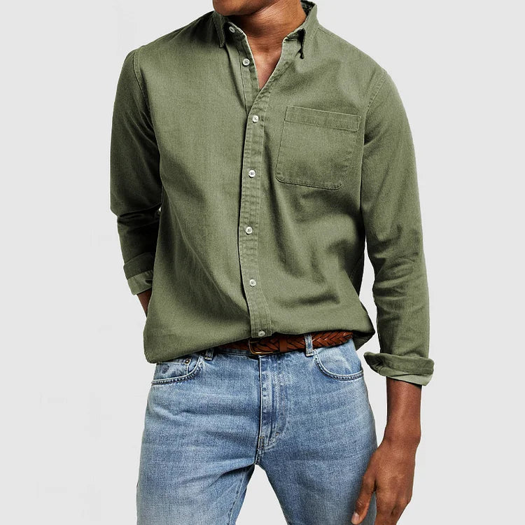 Heren Overhemd Klassiek met Button-Down Kraag en Normale Pasvorm