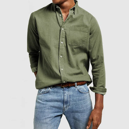 Heren Overhemd Klassiek met Button-Down Kraag en Normale Pasvorm