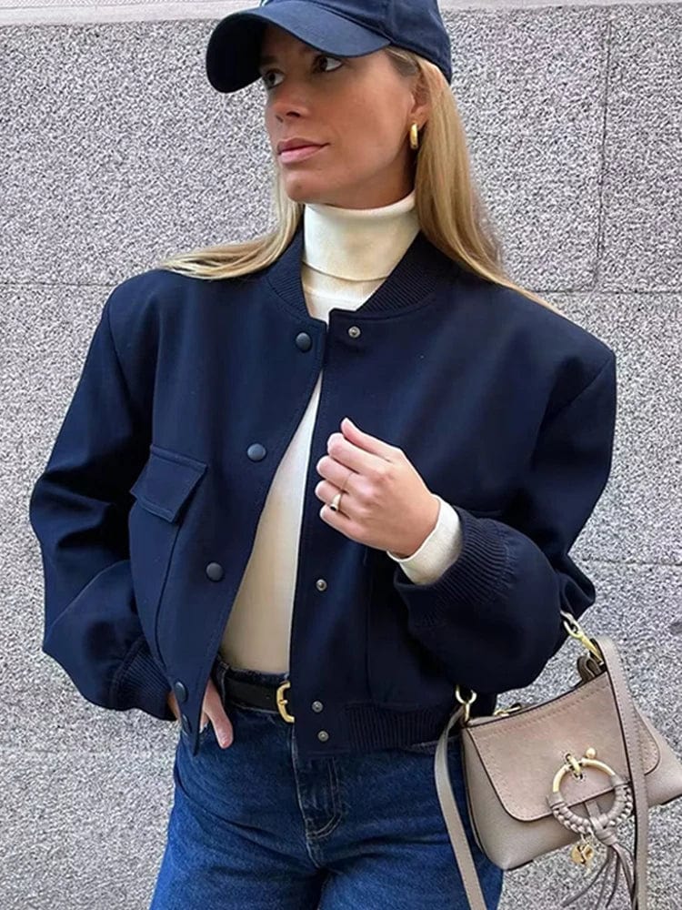 Korte Jas College Stijl Button Up voor Dames
