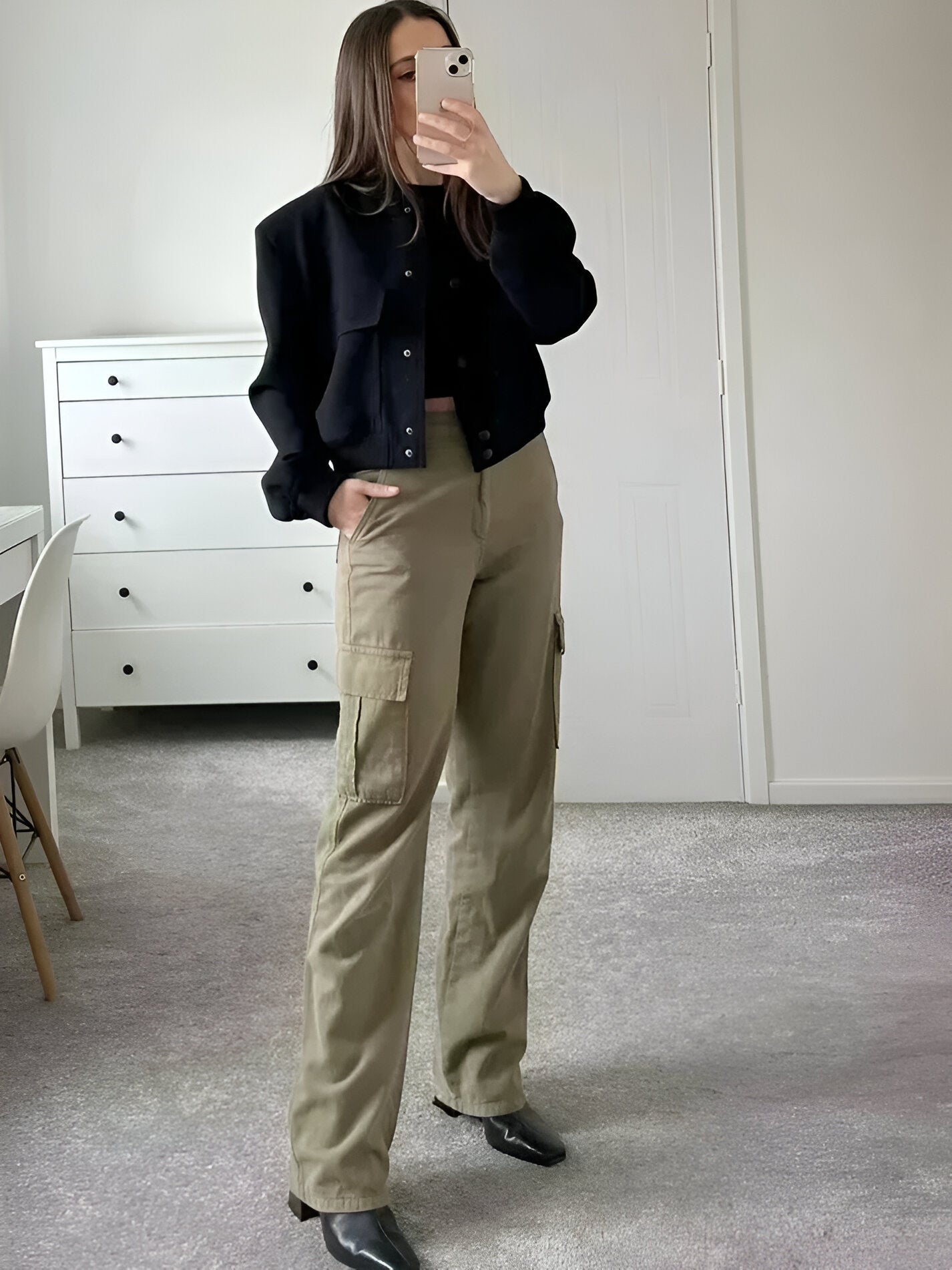 Korte Jas College Stijl Button Up voor Dames