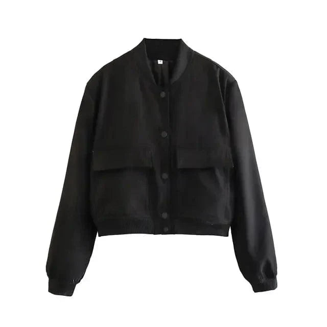 Korte Jas College Stijl Button Up voor Dames