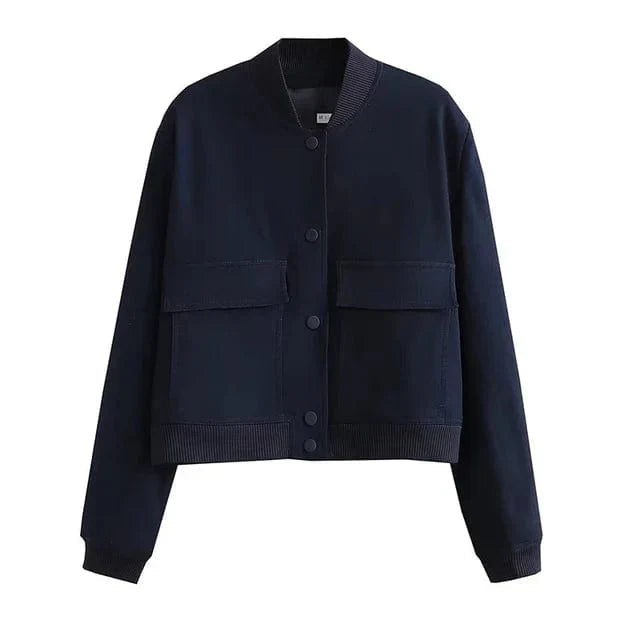 Korte Jas College Stijl Button Up voor Dames